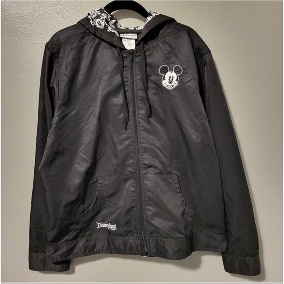Disney Parks Women's Size S Mickey Hooded Windbreaker Jacket Black Mouse Ears - Picture 2 of 14